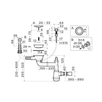 Арматура для одночашевых моек wk-1-r-a in(арт.4956164) Omoikiri WK-1-R-A IN